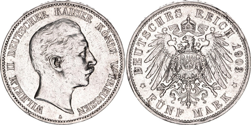 KM# 523, AKS# 129, J# 104, N# 11814; Silver; Wilhelm II; Berlin Mint; XF