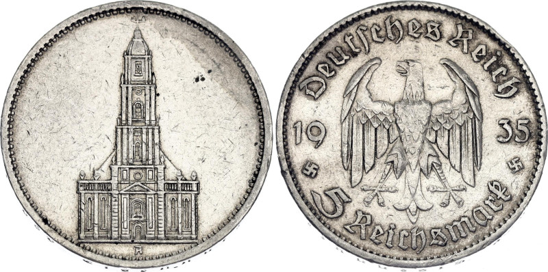 KM# 83, N# 4690; Silver; 1st Anniversary of Nazi Rule - Potsdam Garrison Church;...