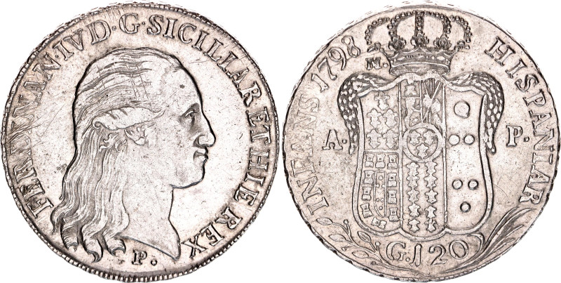 KM# 215, Dav. 1409, C# 66b, N# 27471; Silver; Ferdinando IV; XF