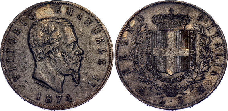 KM# 8, N# 2290; Silver; Victor Emmanuel II; XF with nice toning