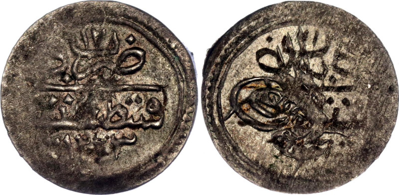 KM# 557, N# 113400; Silver 0.21 g.; Mahmud II; Constantinople Mint; XF Worn die