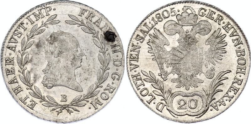 KM# 2140, N# 7076; Silver; Franz II; UNC, with full mint luster and hairlines...