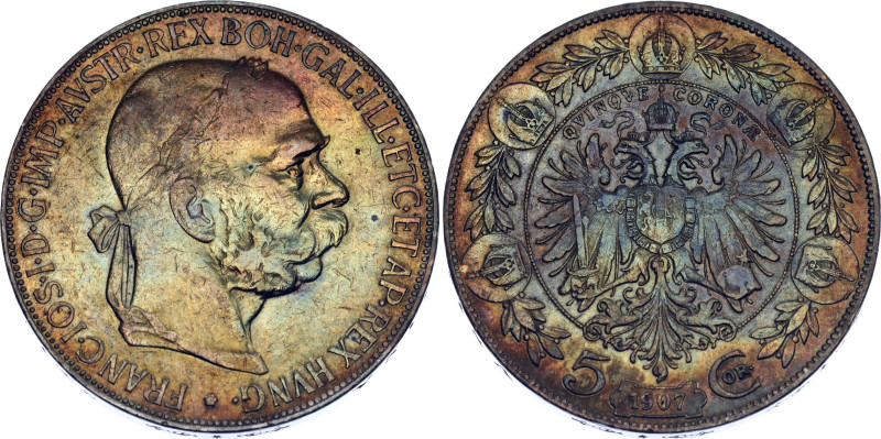 KM# 2807, N# 11558; Silver; Franz Joseph I; XF with a beautiful toning