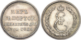 Russia Silver Jeton Peace with Porta 1791 Novodel R