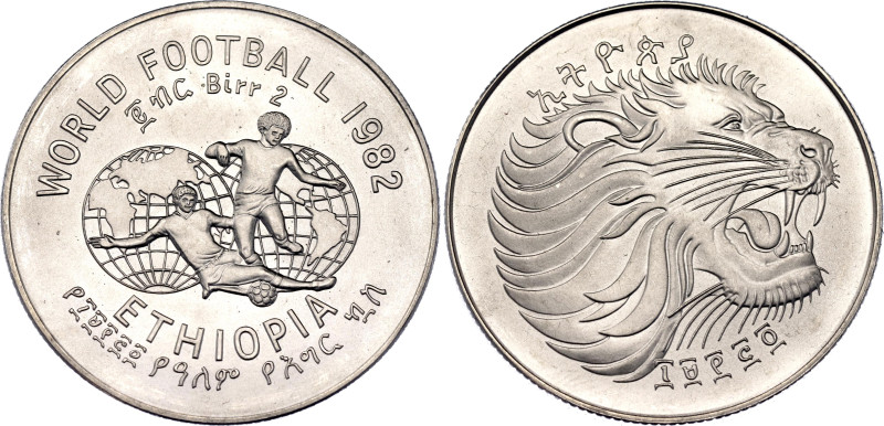 KM# 64, Schön# 60, N# 27999; Copper-Nickel; 1982 World Cup in Spain; UNC