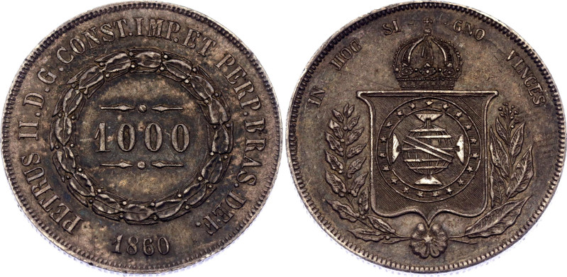 KM# 465, N# 3671; Silver; Pedro II; XF+ with nice toning