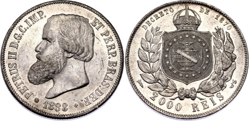 KM# 485, N# 19792; Silver; Pedro II; XF+