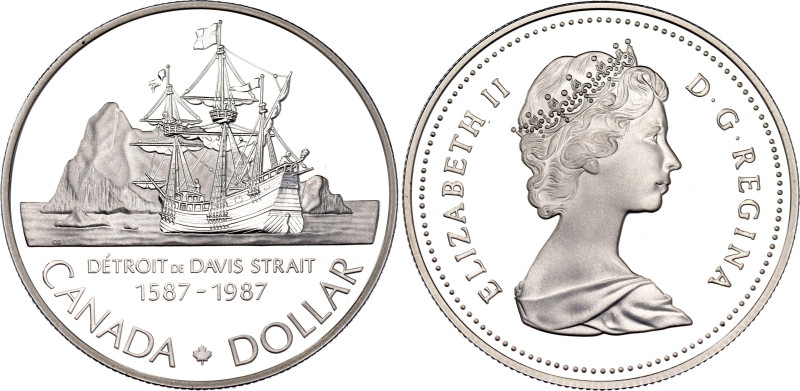 KM# 154, N# 16314; Silver., Proof; Elizabeth II; Discovery of Davis Strait, Ship...