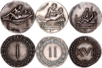 Europe Lot of 3 Silver Tokens with Sexual Motives 21 st Century (ND) Fantasy Issue