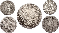 Polish - Lithuanian Commonwealth & Livonia Lot of 5 Silver Coins 1587 - 1623