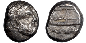 PHOENICIA. Arados. Uncertain king, circa 370-346 BC. AR Shekel (silver, 9.97 g, 20 mm). Laureate head of Ba'al-Arwad to right. Rev. Galley right, Pata...