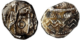 PHOENICIA. Sidon. Ba'alšillem II, circa 401-366 BC. 1/16 Shekel (silver, 0.61 g, 9 mm). Phoenician galley left, waves below. Rev. Persian king or hero...