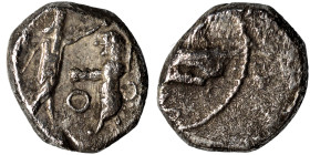 PHOENICIA. Sidon. Ba'alšillem II, circa 401-366 BC. 1/16 Shekel (silver, 0.87 g, 8 mm). Phoenician galley left, waves below. Rev. Persian king or hero...