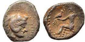 KINGS of MACEDON. Alexander III the Great. 336-323 BC. Obol (silver, 0.67 g, 8 mm). Head of Herakles right, wearing lion skin. Rev. Zeus Aëtophoros se...