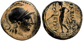 SELEUKID KINGS of SYRIA. Seleukos II Kallinikos, 246-226 BC. Ae (bronze, 3.19 g, 18 mm). Sardes. Helmeted head of Athena right. Rev. ΒΑΣΙΛΕΩΣ ΣΕΛΕΥΚΟΥ...