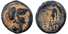 SELEUKID KINGS of SYRIA. Seleukos II Kallinikos. 246-225 BC. Ae (bronze, 6.16 g, 19 mm), Antioch. Helmeted and draped bust right of Athena. Rev. [ΒΑΣΙ...