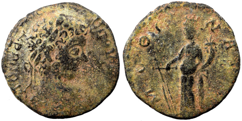 MESSENIA. Mothone. Caracalla (?), 198-217. Assarion (bronze, 3.29 g, 21 mm). Lau...