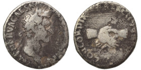 Nerva, 96-98. Denarius (silver, 3.12 g, 17 mm), Rome. IMP NERVA CAES AVG P M TR P COS II[I?] P P Laureate head of Nerva to right. Rev. CONCORDIA EXERC...