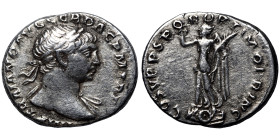 Trajan, 98-117. Denarius (silver, 3.06 g, 19 mm). Laureate head right, slight drapery on far shoulder. Rev. Victory standing left, draped, holding wre...