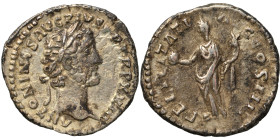 Antoninus Pius, 138-161. Denarius (silver, 3.05 g, 18 mm), Rome. Laureate head of Antoninus Pius to right. Rev. Felicitas standing left, holding globe...