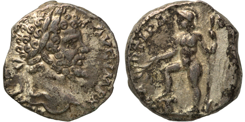 Septimius Severus, 193-211. Denarius (silver, 3.44 g, 15 mm), Rome. Laureate hea...