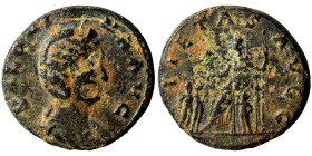 Salonina, Augusta, 254-268. As (bronze, 8.45 g, 23 mm), Rome. SALONINA AVG Diademed and draped bust of Salonina right. Rev. PIETAS AVG Salonina, drape...