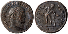 Maximinus II, 310-313. Follis (bronze, 4.26 g, 22 mm), Antioch. IMP C GAL VAL MAXIMINVS P F AVG Laureate head of Maximinus II right. Rev. HERCVLI-VICT...