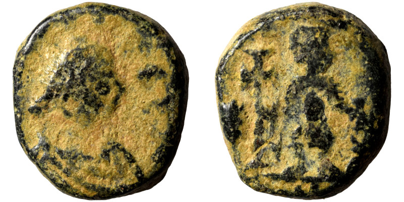 Leo I, 457-474. Nummus (bronze, 1.52 g, 10 mm), uncertain mint. Diademed, draped...