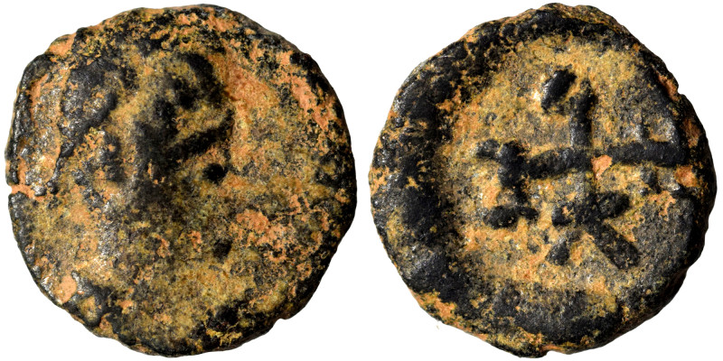 Justin I, 518-527. Pentanummium (bronze, 0.57 g, 8 mm), Theoupolis (Antioch). D ...