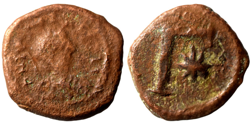 Justin I, 518-527. 3 Nummi (bronze, 1.11 g, 12 mm), Thessalonica. Diademed, drap...