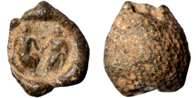 ROMAN. Circa 3rd century. Seal (lead, 4.54 g, 18 mm). Two seating figures. Rev. Blank. Nearly very fine.