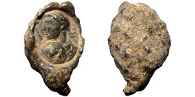 ROMAN. Circa 3rd century. Seal (lead, 5.13 g, 19 mm). Emperor (?) right, holding shield and spear (?). Rev. Blank. Nearly very fine.