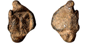 ROMAN. Circa 3rd century. Seal (lead, 2.83 g, 19 mm). Two figures standing, cross between. Rev. Blank. Nearly very fine.