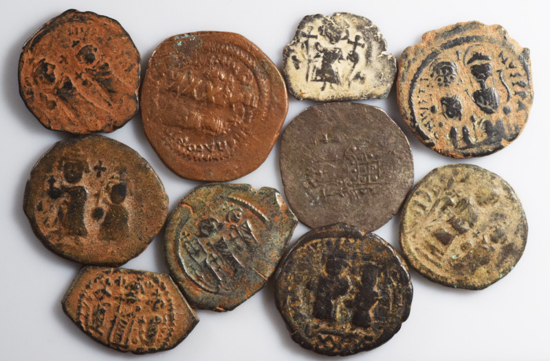 10 Byzantine coins. F-VF. As seen, no return.