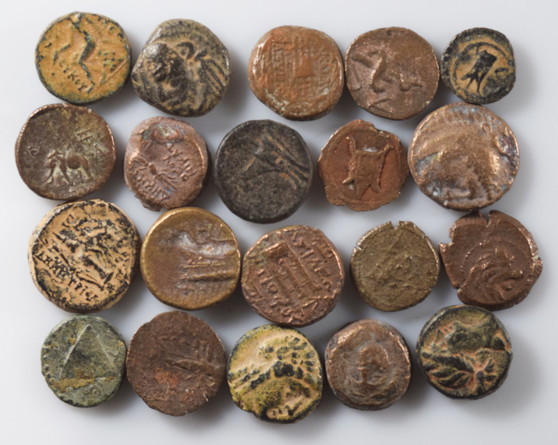 20 Ancient coins, mostly Greek. F-VF. As seen, no return.