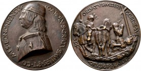 BOLOGNA. Carlo Grati (nobile Bolognese), ca 1485. Medaglia opus Sperandio da Mantova. Æ gr. 490,88 mm 106,9 Dr. CAROLVS GRATVS MILES ET CO - MES BONON...
