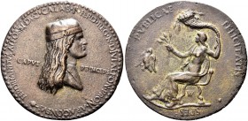 NAPOLI. Ferdinando II d’Aragona detto Ferrandino (principe di Capua), 1469-1496. Medaglia opus A. Fiorentino. Æ gr. 67,3 mm 74,5 Dr. FERDINANDVS ALPHO...
