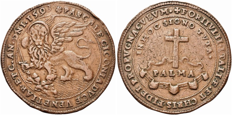 PALMANOVA. Pasquale Cicogna Doge LXXXVIII, 1585-1595. Medaglia 1593. Æ gr. 21,45...