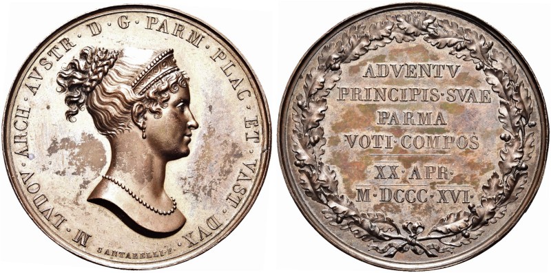 PARMA. Maria Luigia d'Austria, 1814-1847. Medaglia 1818 opus G. A. Santarelli. Æ...