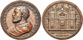 ROMA. Alessandro Farnese (cardinale), 1520-1589. Medaglia 1568 opus G. Bonzagni. Æ gr. 46,80 mm 39,6 Dr. ALEXANDER CARD FARN S R E VICECAN. Busto con ...