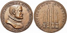 ROMA. Domenico Fontana (architetto), 1543-1607. Medaglia 1589 opus D. Poggini. Æ gr. 34,2 mm 40 Dr. DOMINIC FONTANA CIV RO COM PALAT ET EQ AVR. Busto ...