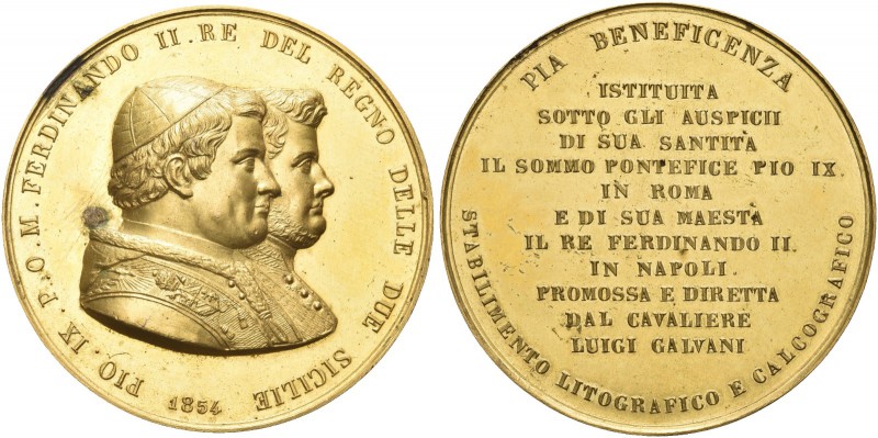 NAPOLI. Pio IX (Giovanni Maria Mastai Ferretti), 1846-1878. Medaglia 1854. Æ dor...