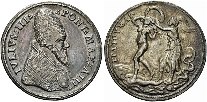 ROMA. Giulio III (Giovanni Maria Ciocchi), 1550-1555. Medaglia a. III opus Aless...