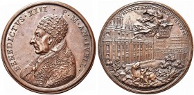 ROMA. Benedetto XIII (Pier Francesco Orsini), 1724-1730. Medaglia di restituzione 1725 opus E. e G. Hamerani. Æ gr. 40,17 mm 42 Dr. BENEDICTVS XIII - ...