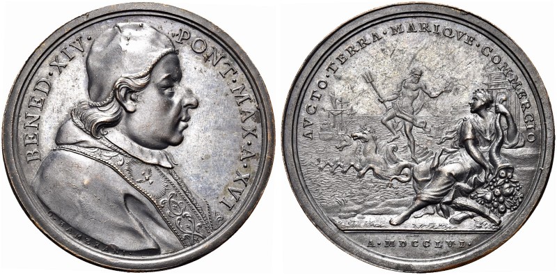 ROMA. Benedetto XIV (Prospero Lorenzo Lambertini), 1740-1758. Medaglia 1756 a. X...