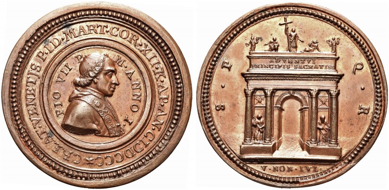 ROMA. Pio VII (Barnaba Gregorio Chiaramonti), 1800-1823. Medaglia 1800 a. I opus...