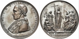 ROMA. Leone XII (Annibale Sermattei della Genga), 1823-1829. Medaglia opus N. Cerbara. Æ gr. 64,52 mm 56,5 Dr. LEONI XII P M STVDIORVM INSTAVRATORI. B...