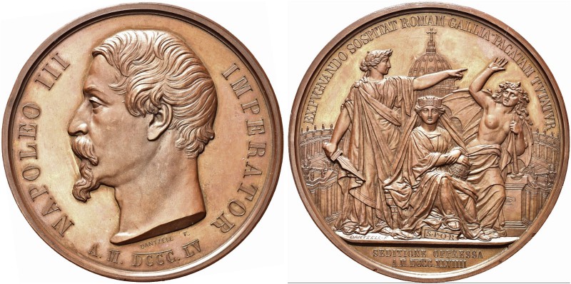 FRANCIA. Napoleone III Imperatore, 1852-1870. Medaglia 1855 opus Dantzell. Æ gr....