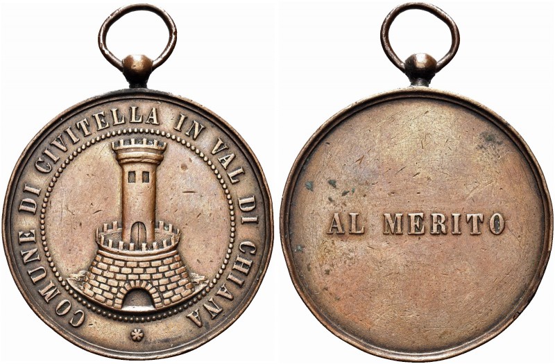 AREZZO. Sec. XIX. Medaglia al merito del Comune di Civitella in Val di Chiana. Æ...