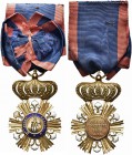 NAPOLI. Ordine di S. Ferdinando e del Merito, istituito da Ferdinando IV il 1 aprile 1800. Croce di cavaliere con nastro della prima metà del XIX seco...